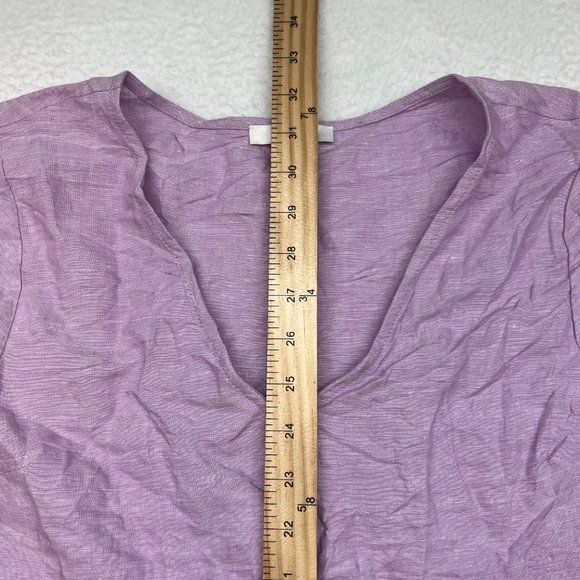 Madewell | Linen Blend Alexandra Button Front V Neck Mini Dress Lilac Lavender S - Picture 7 of 10